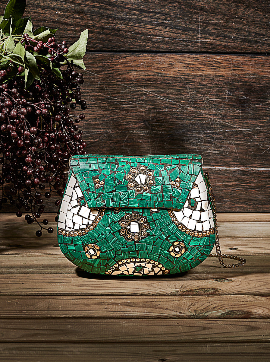 White Mosaic Designer Clutch Bag